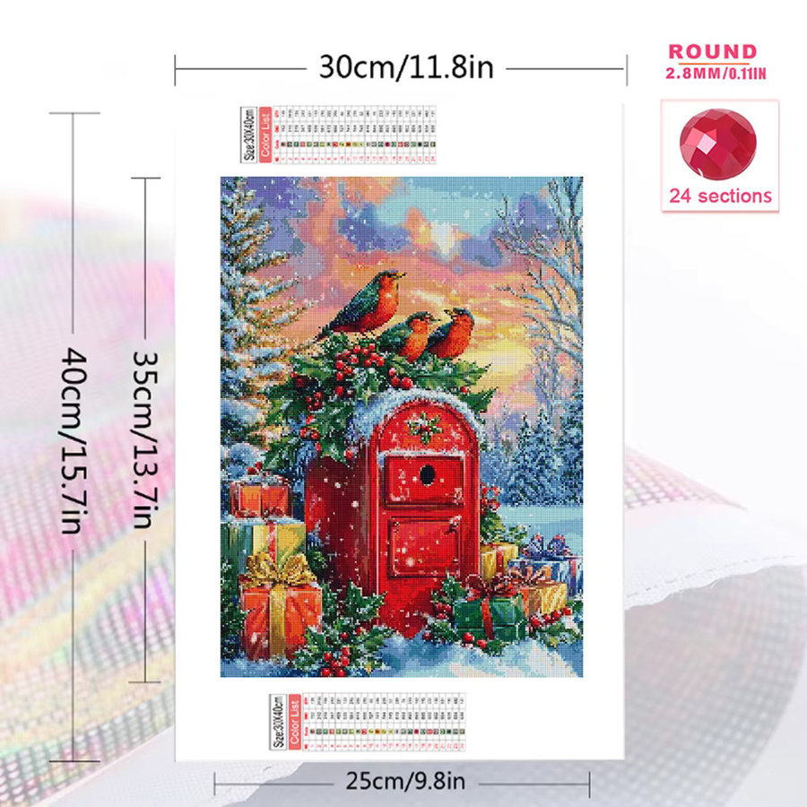 Evershine Diamant-Stickerei Vogel in Winterlandschaft mit vollen Bohrern, Multicolour, B/H: 30 x 20 cm - Bild 2