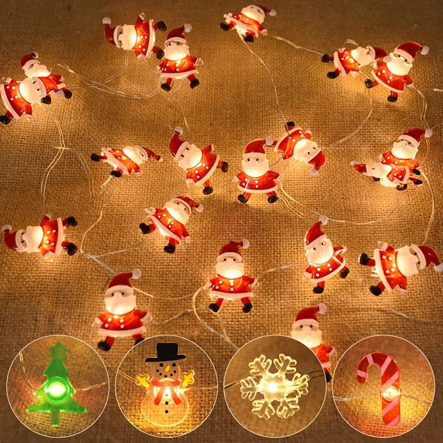 LED Lichterkette mit Santa Claus und Schneeflocken in Mehrfarbig, 2m Länge mit 20 LEDs für deine Weihnachtsdekoration - Bild 1
