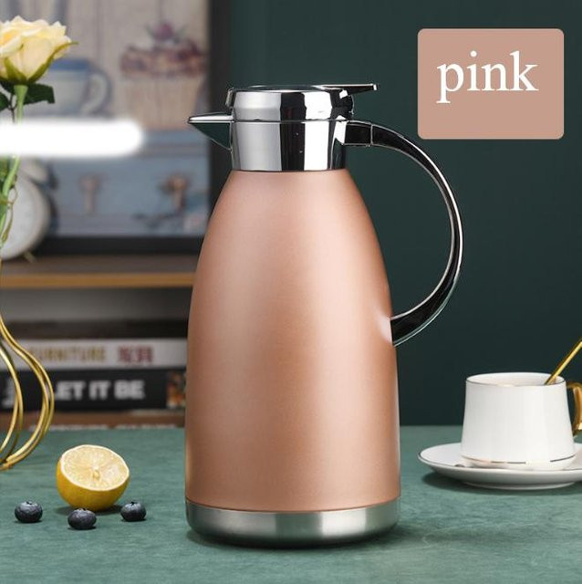 Yiran Furniture Thermosflasche aus Edelstahl in Pink, doppelwandig wärmeisoliert für Kaffee und Tee, 1,5 l - Bild 1