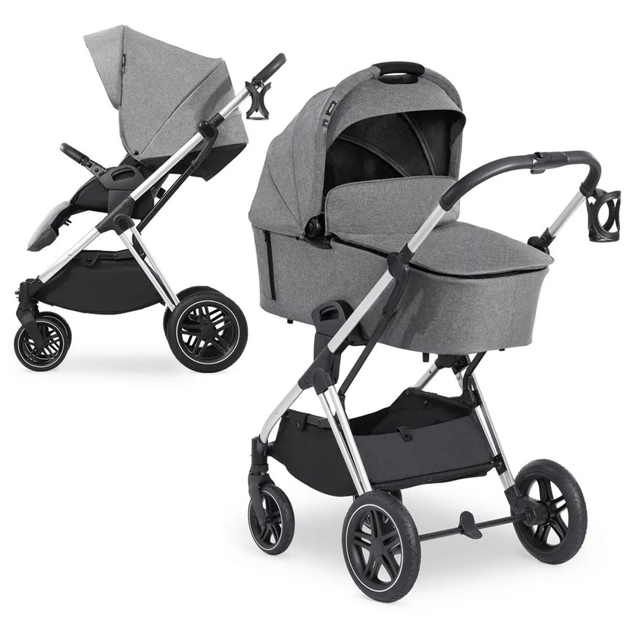 Hauck Kombi-Kinderwagen Vision X Duoset 3in1 mit Babywanne und Sportsitz in Melange Grey/Silver/Black - Bild 1