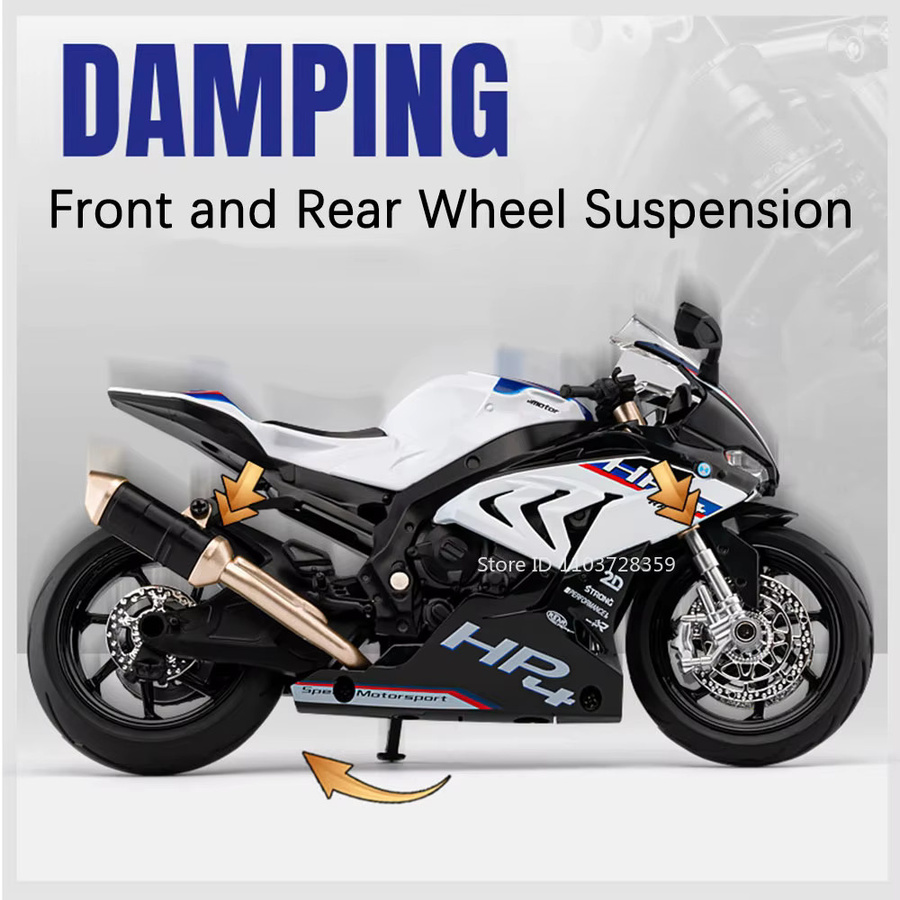 MAKEDA HP4 Modell Spielzeug, Miniatur Motorrad, 1:12, mit Licht und Sound - Bild 3