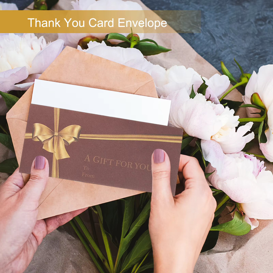 50 Stück Mini-Umschläge mit V-Klappe aus Papier in Schwarz und Gold inklusive goldenem Tintenstift für Grußkarten, Hochzeitseinladungen und Partygeschenke - Bild 3