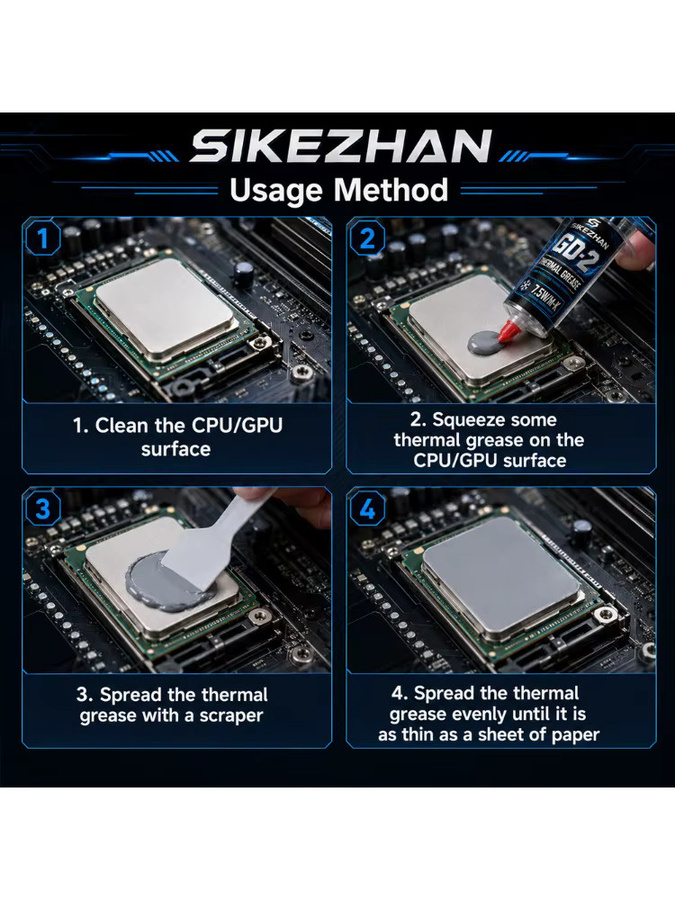 SIKEZHAN GD900 GD-2 Wärmeleitpaste Silikonfett für CPU GPU LED Kühlkörper, 2 Stück à 30g - Bild 3