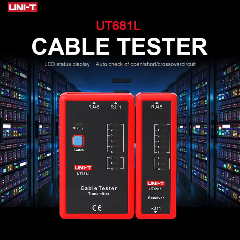 UNI-T UT681L Netzwerk-Tester für RJ45 und RJ11 Kabel mit LED-Statusanzeige in Rot - Bild 2