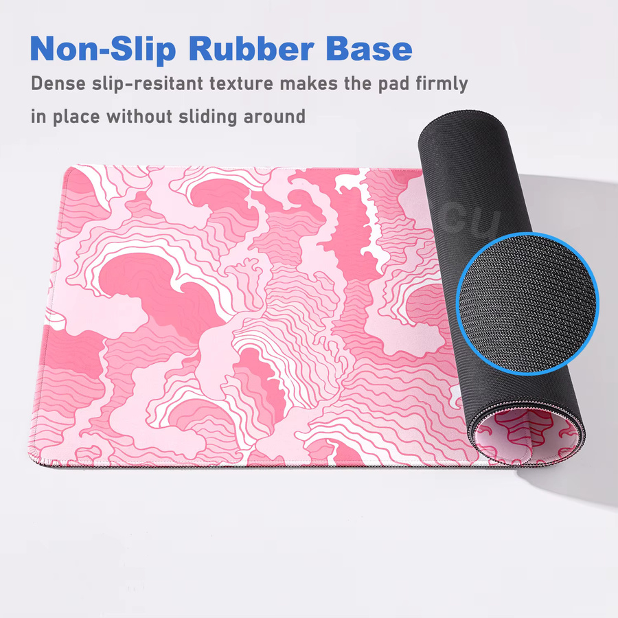 Riccu Gamer-Mousepad in Rosa mit Wellen-Design als große Schreibtischunterlage für PC und E-Sports - Bild 2