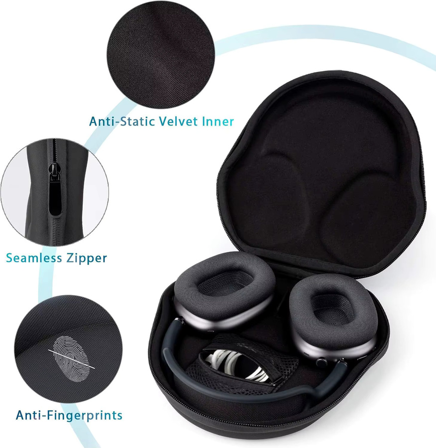 Schützende Hartschalen-Reisetasche für AirPods Max Kopfhörer mit Kabelaufbewahrung in Schwarz oder Rot - Bild 2