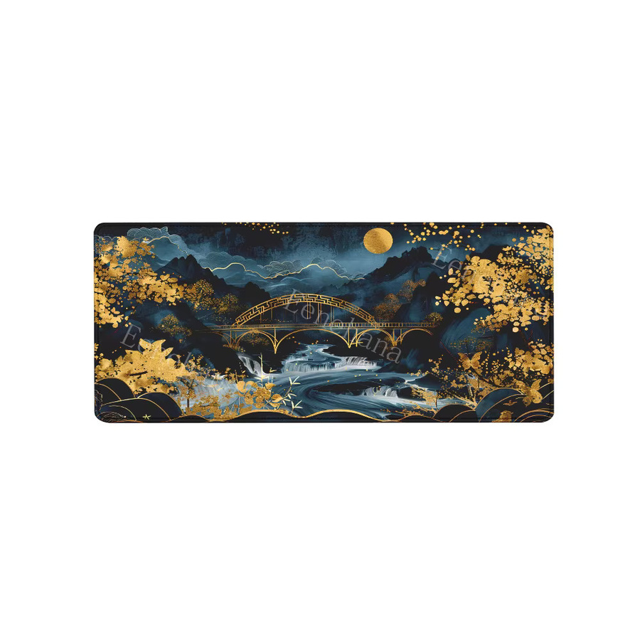 Eenehana Gaming Mauspad mit Landschaft Berg Sonnenuntergang Design, Schreibtischunterlage Multicolor, B x T: 90 x 40 cm - Bild 5