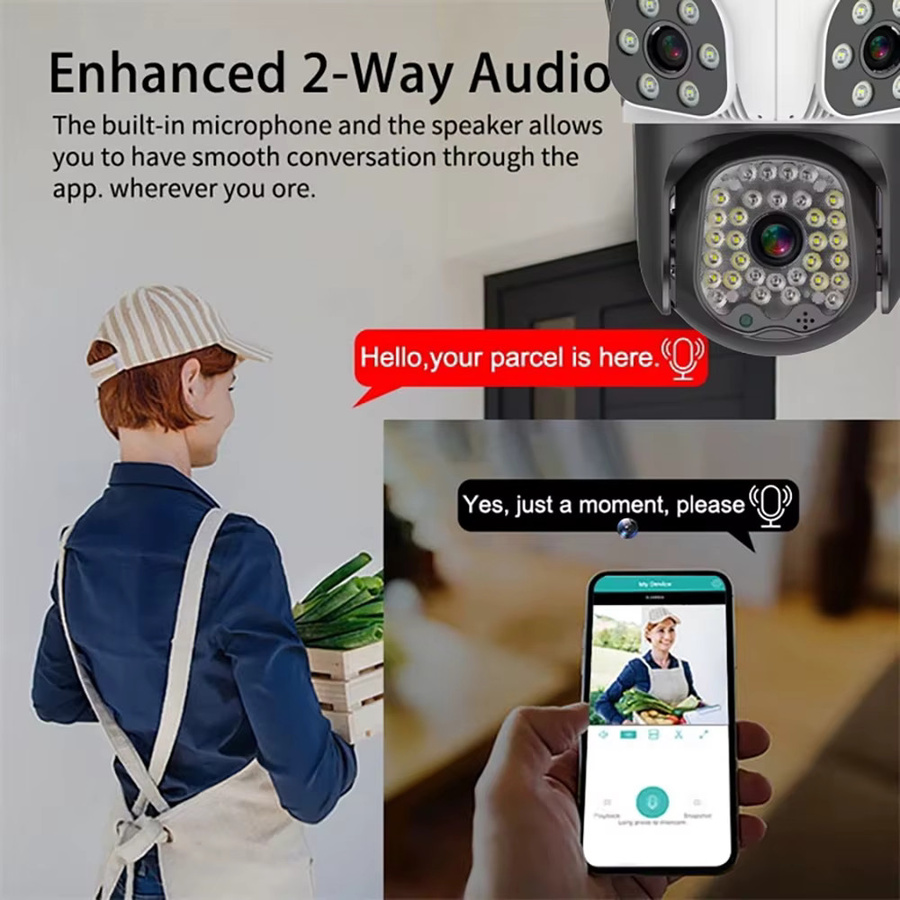 Eye4U WiFi Outdoor PTZ Überwachungskamera mit 15MP Triple-Lens, Drei-Bildschirm-Ansicht und Motion Tracking in Weiß - Bild 4
