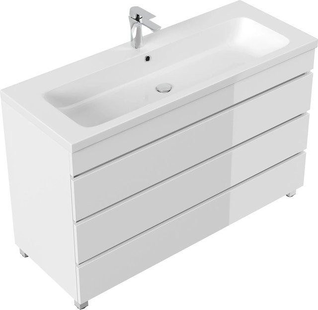 Posseik Stand-Badmöbel Fellini in Weiß Hochglanz mit 3 Schubladen und SoftClose, Breite: 120 cm - Bild 1