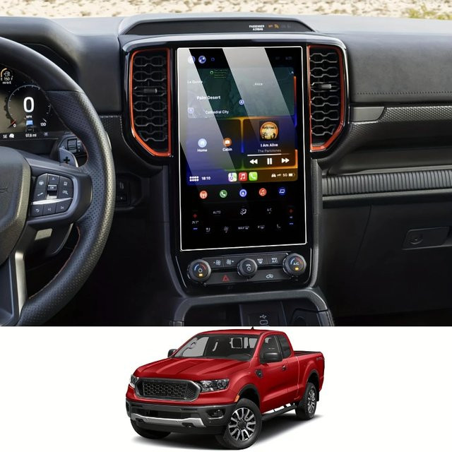 Suetlcoity Displayschutzfolie aus gehärtetem Glas für Ford Ranger Everest 2023–2026, transparent, für 10 Zoll und 12 Zoll Navigations-Touchscreens - Bild 1