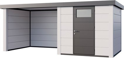 Telluria Gerätehaus Classico mit Lounge S Links in Weiß, B/H/T: 542 x 219 x 258 cm - Bild 1