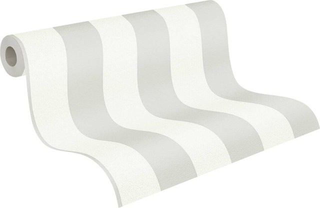 A.S. Création Vliestapete Trendwall Gestreift in Grau und Weiß, Breite: 53 cm, Länge: 1005 cm - Bild 1