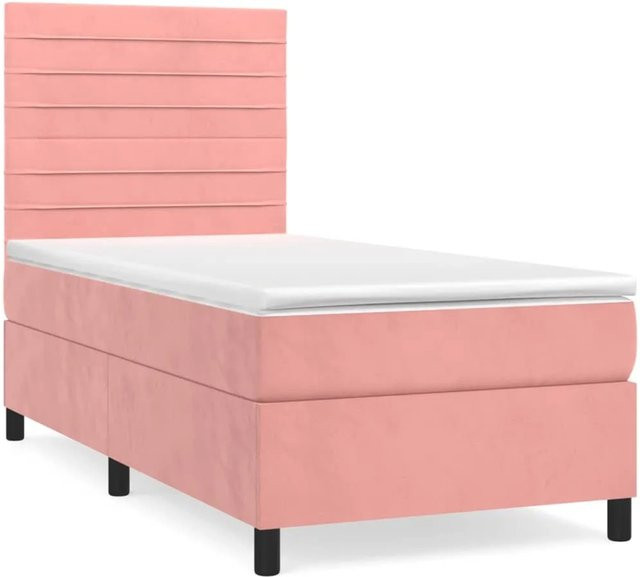 vidaXL Boxspringbett mit Matratze in Rosa, Hybrid-Bett aus Samt, B/T/H: 80 x 200 x 118 cm - Bild 1