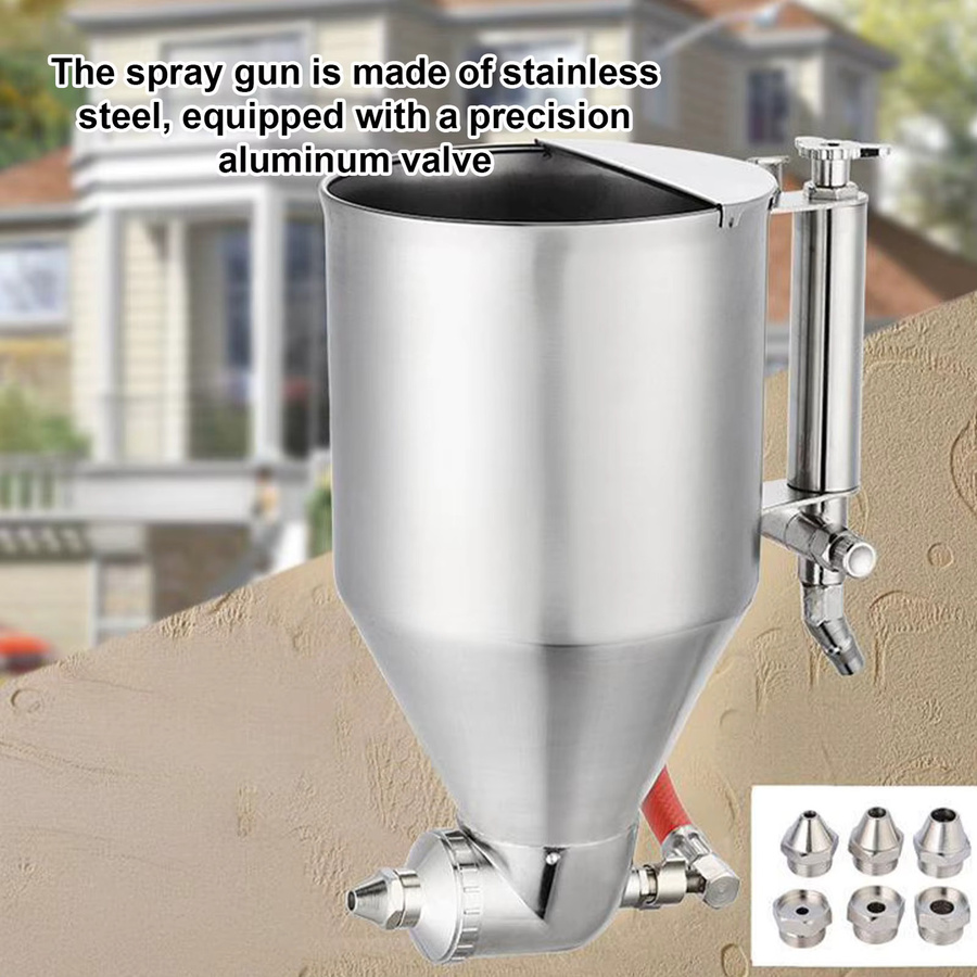 KKMOON Pneumatische Zement-Spritzpistole aus Edelstahl in Silber mit 1/4 Zoll Einlass-Anschluss - Bild 2