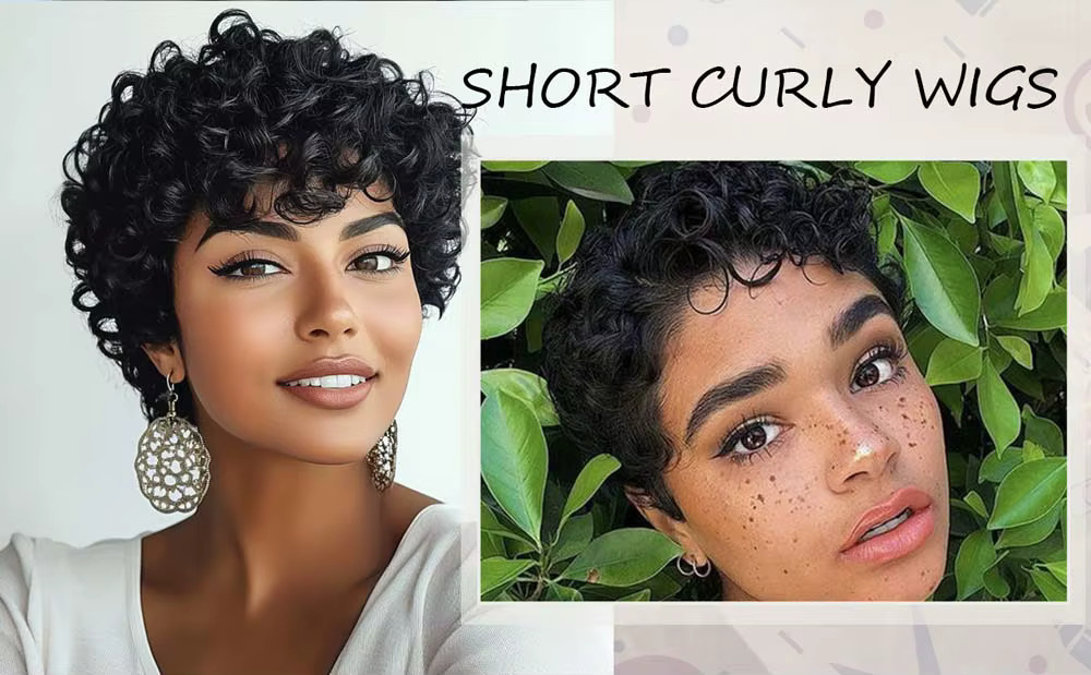 OYM HAIR Pixie-Perücke, brasilianisches Echthaar, kurz, mit Pony - Bild 5