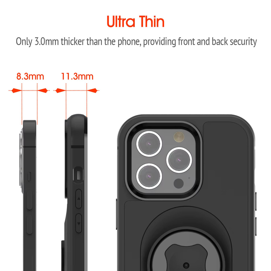 Sincetop Stoßfeste Hülle für iPhone 17 16 15 14 Plus 13 Mini 12 11 Pro 15 Pro Max mit Adapter für Sincetop Gen 1/2 Mount in Schwarz - Bild 4