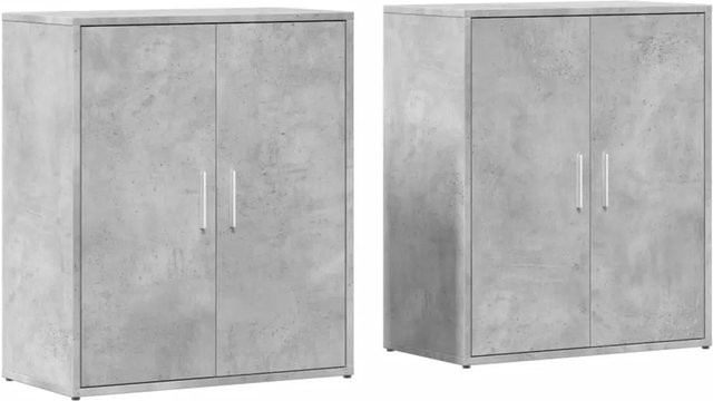 2er-Set vidaXL Sideboards aus Holzwerkstoff in Betongrau, B/T/H: 60 x 31 x 70 cm - Bild 1