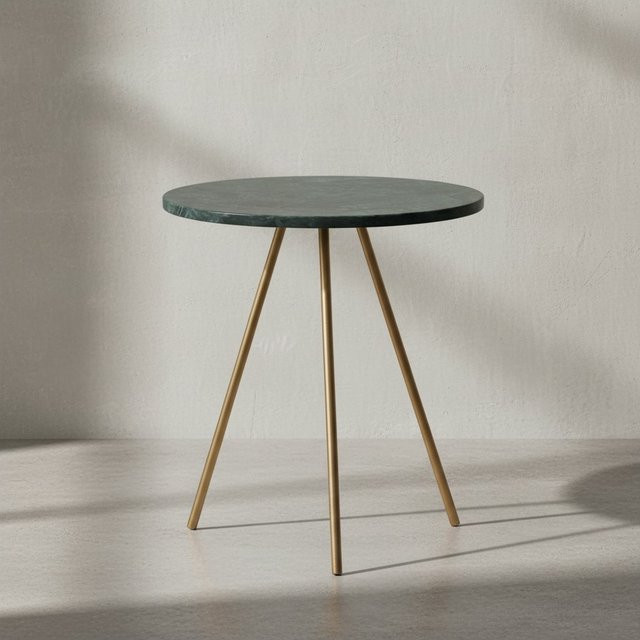 KADIMA DESIGN Beistelltisch aus echtem Marmor in Green & Gold mit Metallbeinen, B/T/H: 38 x 38 x 44 cm - Bild 1