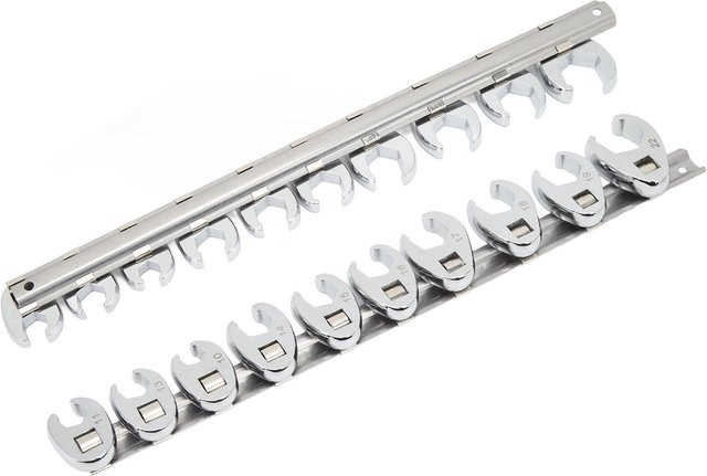 Verchromtes Krähenfußschlüssel-Set mit 3/8-Zoll-Antrieb für Ratschen, metrischer Mutternschlüssel in Silber, Größen 10 mm bis 22 mm - Bild 1