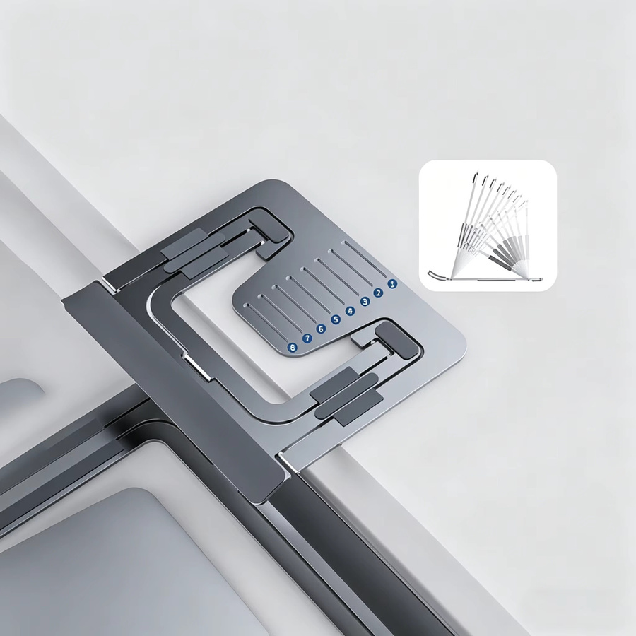 Boneruy P63 iPad-Ständer aus Aluminiumlegierung, faltbare Tablet- und Laptop-Halterung für den Desktop, Grau - Bild 2