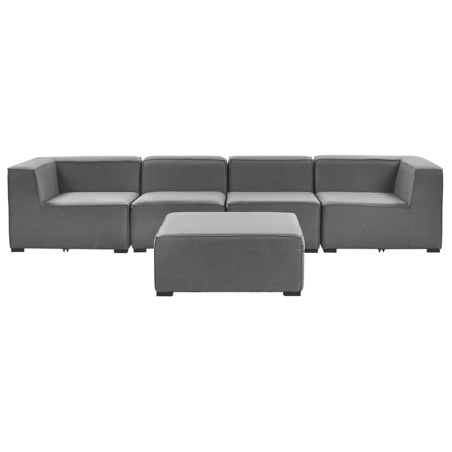 Beliani Lounge Set AREZZO in L-Form mit Ottoman, Dunkelgrau - Bild 2