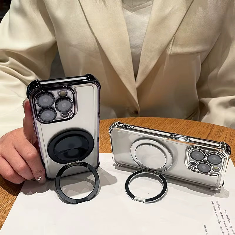 Stoßfeste transparente Handyhülle mit drehbarer Halterung für Xiaomi Poco F8 Ultra, F7 und X7 Pro in Lila - Bild 3