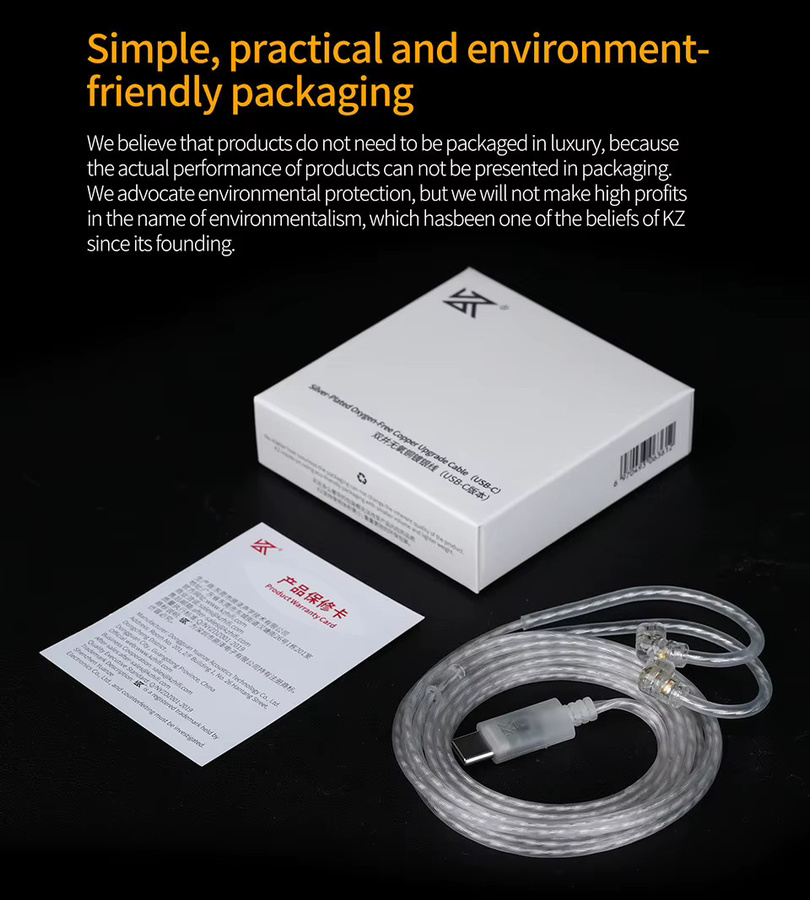 KZ Kopfhörerkabel OFC Versilbertes Upgrade-Kabel mit USB-C Stecker in Silber - Bild 5