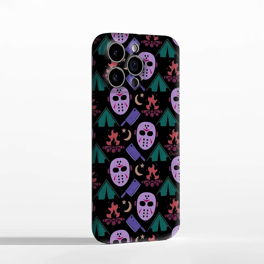 Potdemiel Handyhülle Horror Camp Muster für iPhone 17 16 15 14 13 12 11 Pro Max Plus mit doppelschichtiger Rückseite in Multicolour - Bild 3