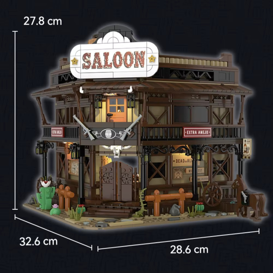 SixBricks MOC Wild West Gold Rush Saloon Bar, Western, Bausteine Set - Bild 3