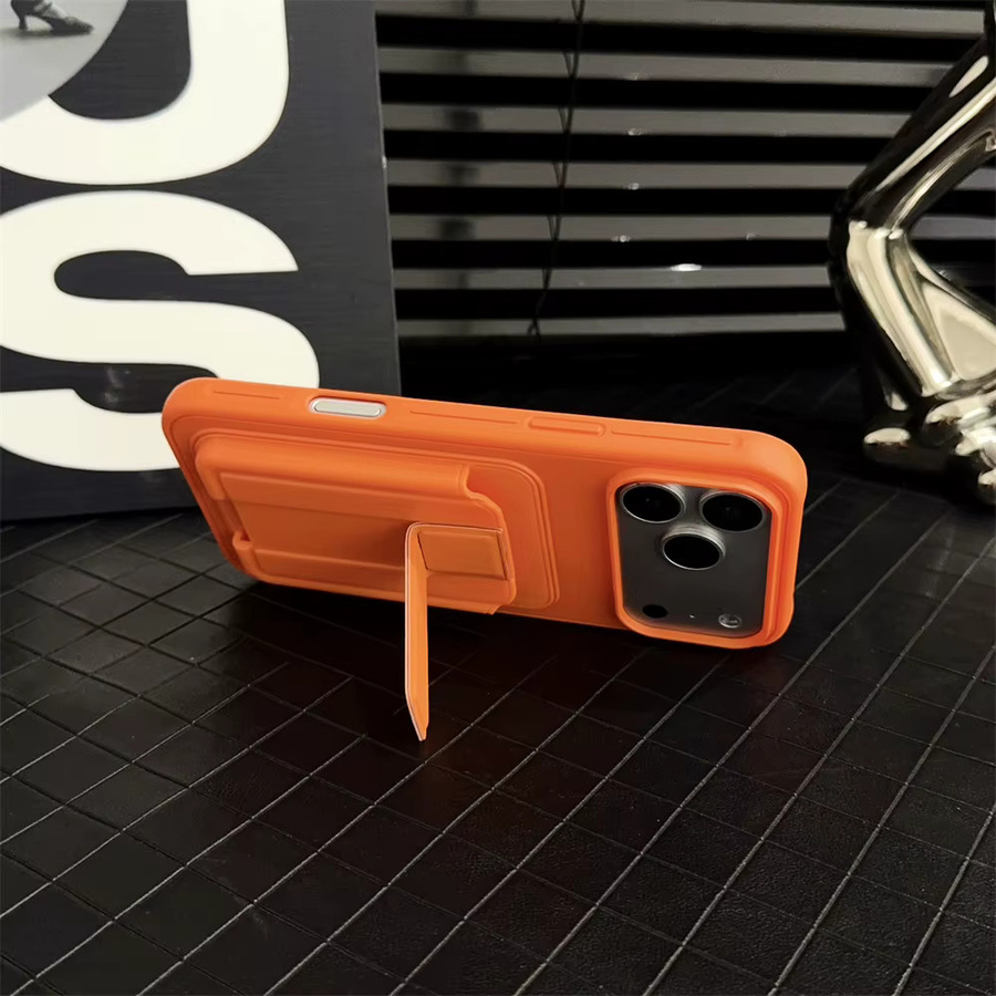Luxus Leder-Geldbörse mit Kartenhalter und Handyhülle für iPhone 13 bis iPhone 17 Pro Max Plus in Blau oder Orange - Bild 4