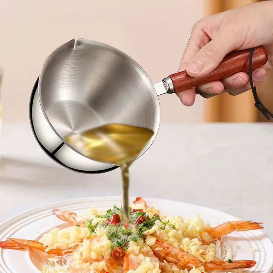 Aihogard Milchpfanne aus Edelstahl in Silber, kleiner Heißöltopf und Schmelztiegel zum Schmelzen von Butter - Bild 3