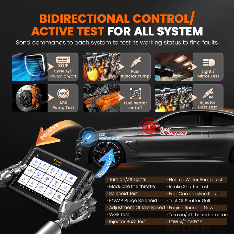 FOXWELL NT1009 Auto OBD2 Scanner in Schwarz mit ECU-Codierung, bidirektionaler Steuerung und 36 Rücksetzfunktionen für alle OE-Systeme - Bild 2