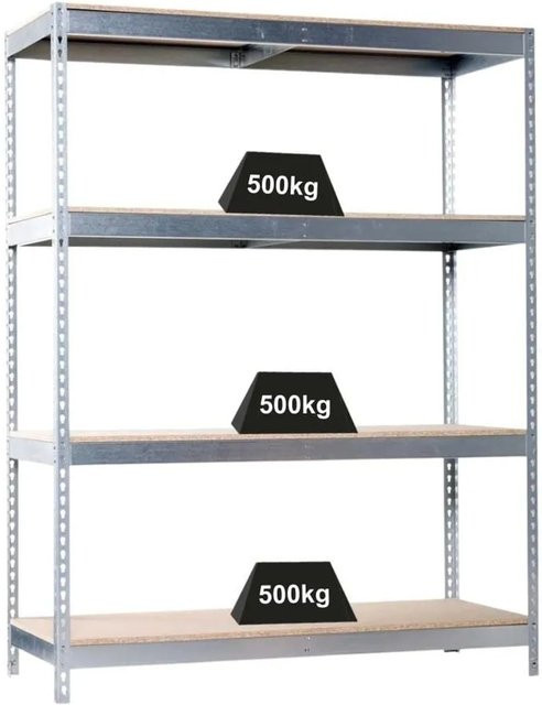 PROREGAL Schwerlastregal Wood Beast Grey mit 4 Ebenen, H x B x T: 200 x 210 x 45 cm - Bild 1
