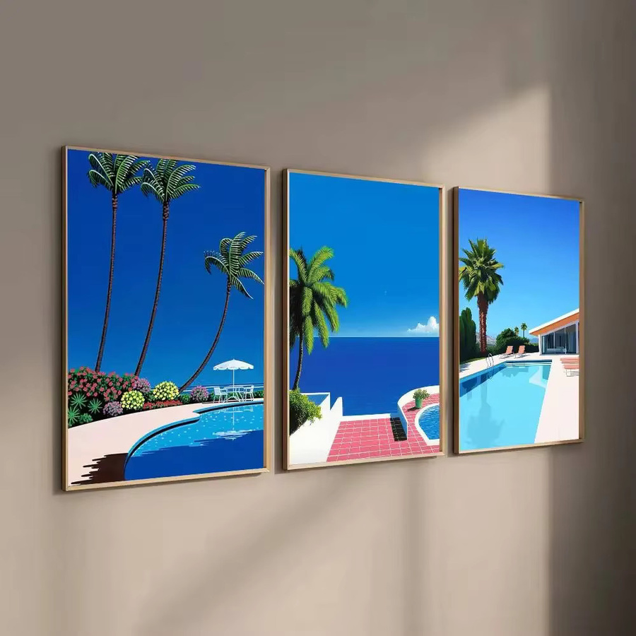 Hiroshi Nagai Vaporwave Japan Strand Sommer Poster als selbstklebender wasserfester Wandaufkleber aus Papier, Mehrfarbig - Bild 4