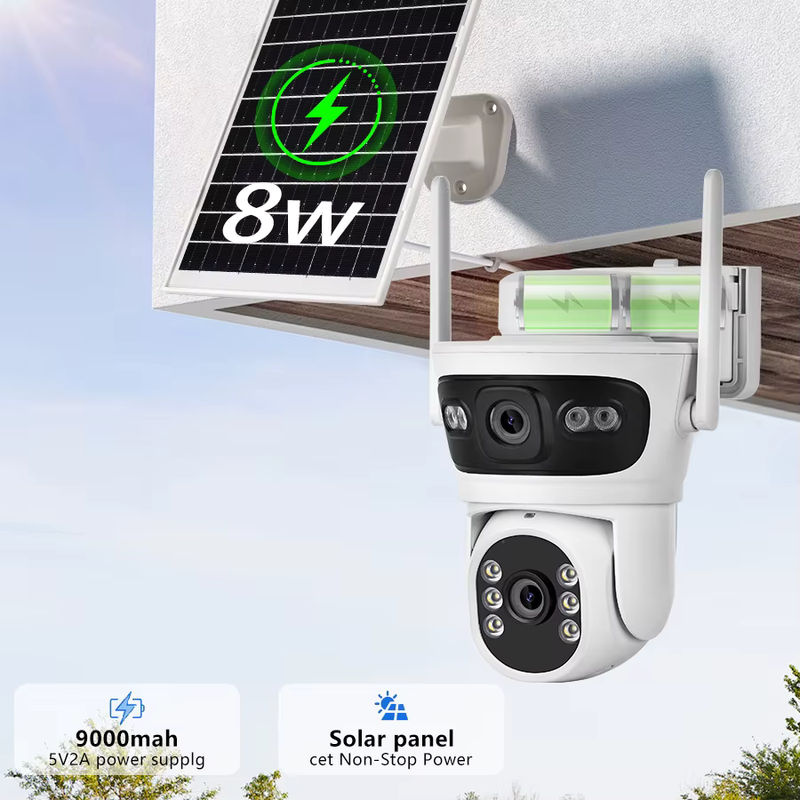 BERRY IOT Solar WLAN Überwachungskamera mit 6MP 2K Dual-Objektiv, HD CCTV Outdoor Kamera mit Zwei-Wege-Sprachintercom in Weiß - Bild 3