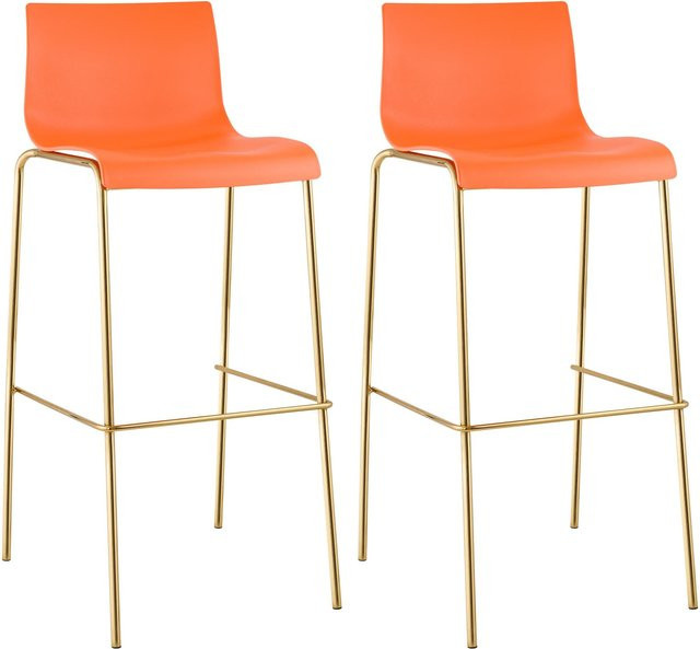 CLP Barhocker 2er Set Hover stapelbar mit Fußablage, Barstuhl mit Kunststoff-Sitz und Metallgestell in Goldoptik, Tresenhocker bis 150 kg Belastbarkeit - Bild 1