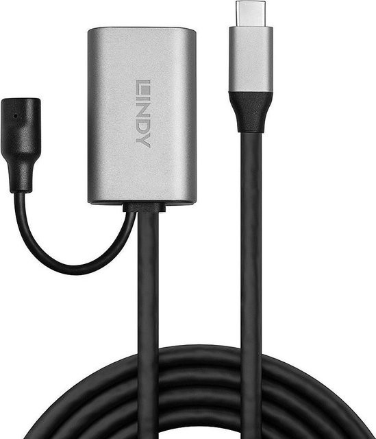 Lindy USB 3.1 Gen 1 Aktivverlängerungskabel USB-C auf USB-A, 5 m, Schwarz/Silber/Grau - Bild 2