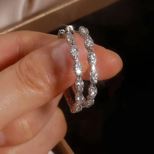 YIRAN Jewelry Creolen, Zirkonia, Kupfer, Silber, Damen - Bild 1