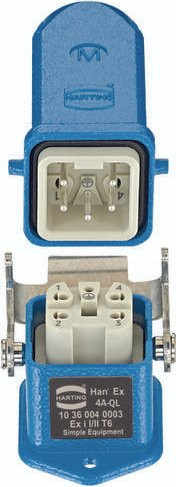HARTING Steckverbinder-Set 10360040003 in Blau mit 4 + PE Polen - Bild 1