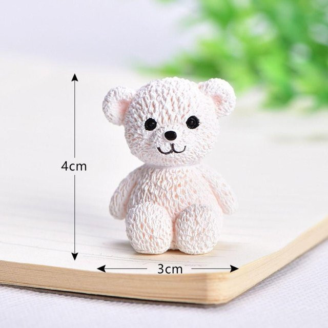 Meishilong Miniatur-Bärenfiguren als weißes Tierornament aus Kunststoff für die Tischdekoration - Bild 1