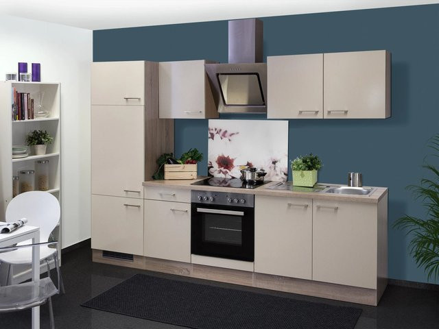 Flex-Well Exclusiv Küchenzeile Orlando in Kaschmir Glanz und Sonoma Eiche, Breite: 270 cm - Bild 1