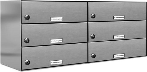 AL Briefkasten-System für 6 Parteien mit Zaundurchwurf, silberfarben, B/H/T: 153,464 x 34,5 x 27,5 cm - Bild 1