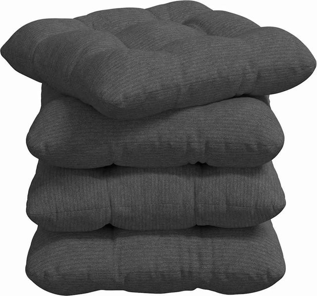 vidaXL Sitzkissen 4er Set aus Cordstoff in Grau, B/T/H: 40 x 40 x 4 cm - Bild 1