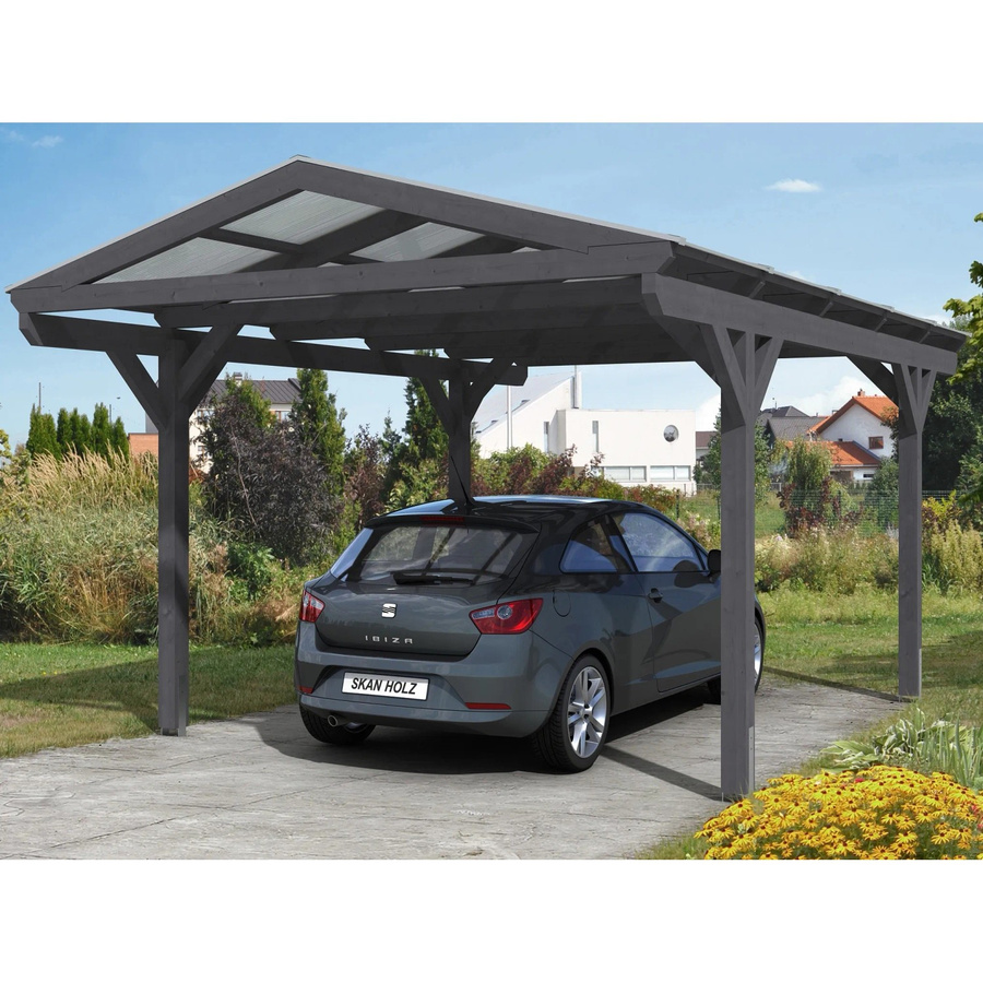 Skan Holz Carport Wendland in Schiefergrau mit geraden Kopfbändern B/T: 362 x 541 cm und einer Firsthöhe von 281 cm - Bild 2