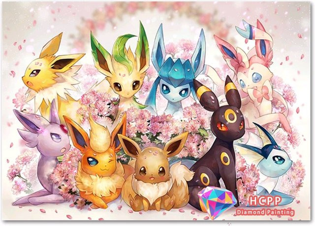 Potdemiel Pikachu Eeveelution Diamant-Malerei-Set DIY Mosaik Kunst Multicolor B/H: 20 x 20 cm - Bild 1
