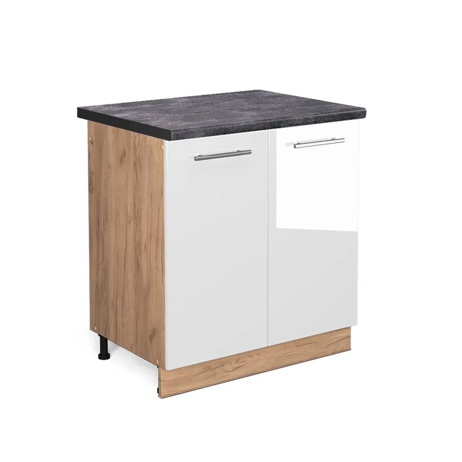 Vicco Spülenunterschrank Fame-Line in Weiß Hochglanz und Goldkraft Eiche mit Anthrazit, B/T/H: 80 x 60 x 82 cm - Bild 2