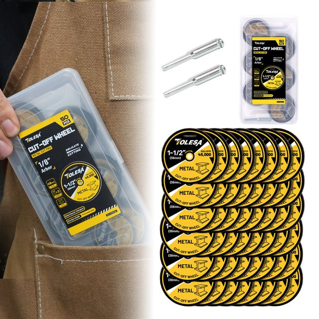 TOLESA Trennscheiben Set für Metall und Stahl, 50 Stück, Schwarz, Durchmesser: 38,1 mm, Breite: 3,175 mm - Bild 1