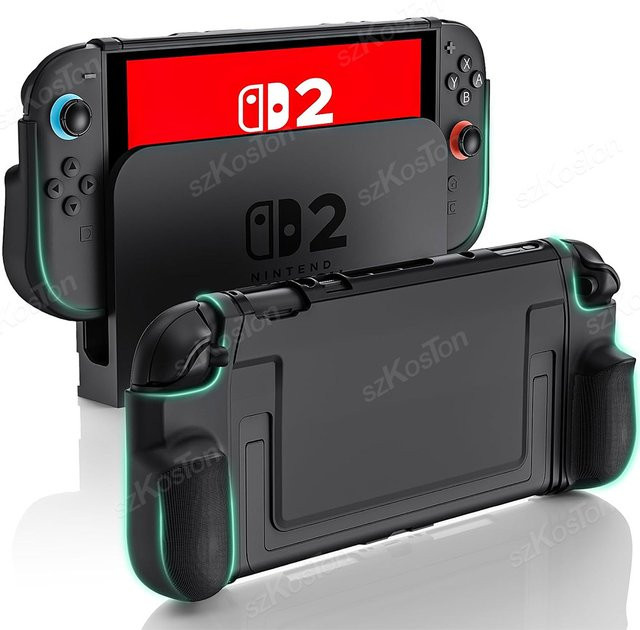 Konouyouko TPU-Schutzhülle für Switch 2 in Schwarz mit rutschfestem Griff und Griffabdeckung - Bild 1