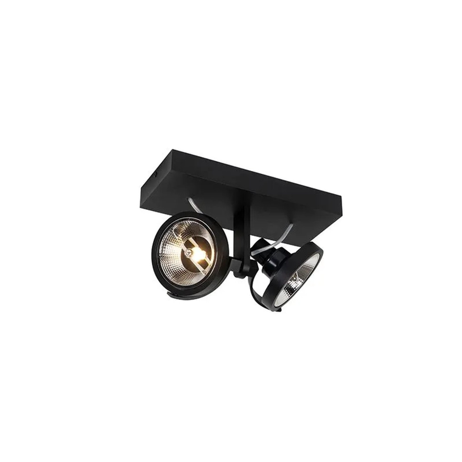 QAZQA Modernes 2-Licht Spot Master 111 in Schwarz, dimmbar und verstellbar, GU10 Deckenstrahler für Wohnzimmer und Küche - Bild 2