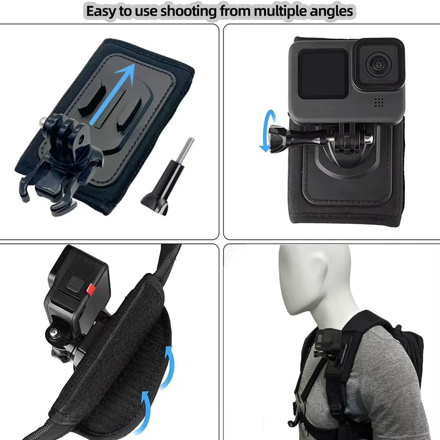 EXSKOF Quick Release Schultergurt-Halterung für Action Cameras in Schwarz - Bild 4